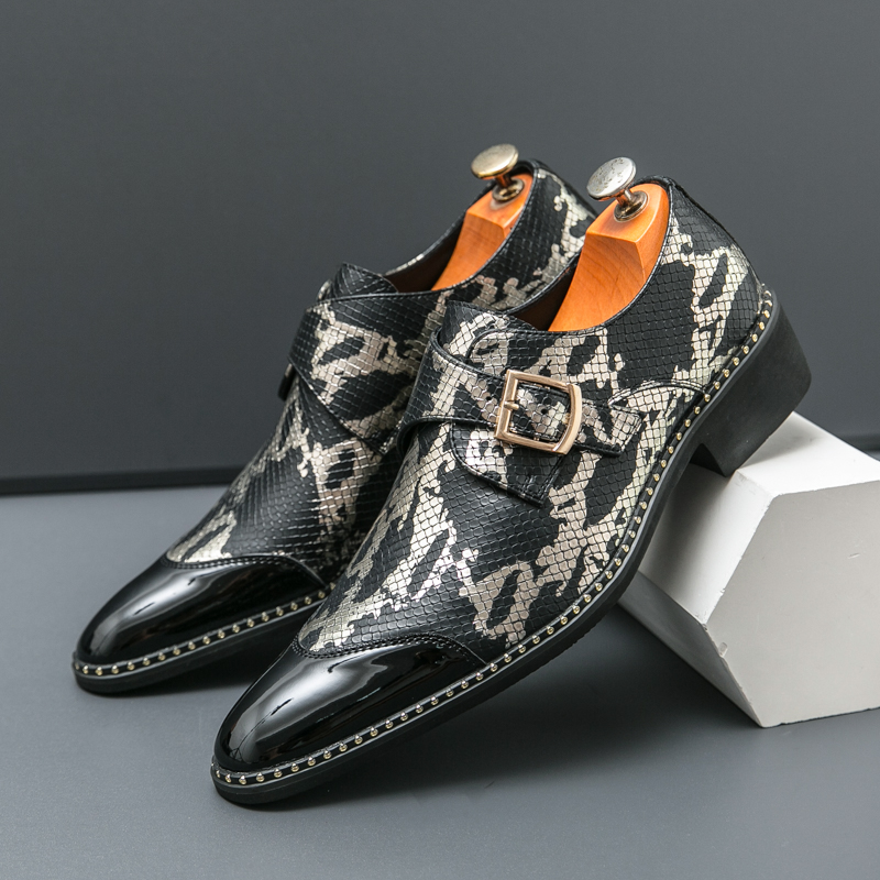 Men Formal Wear Green - レトロクラシック Le Fu 靴男性 PU ブラックグリーンスプライシングサイドバックルビジネスファッションブランドフォーマルシューズサイズ