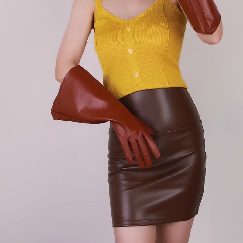 Formal Glove Leather - 女性用PUレザーグローブ,ロングブラウン,38cm,r1141,レディースファッション,パフォーマンス,パーティー,ダンス,クラブ