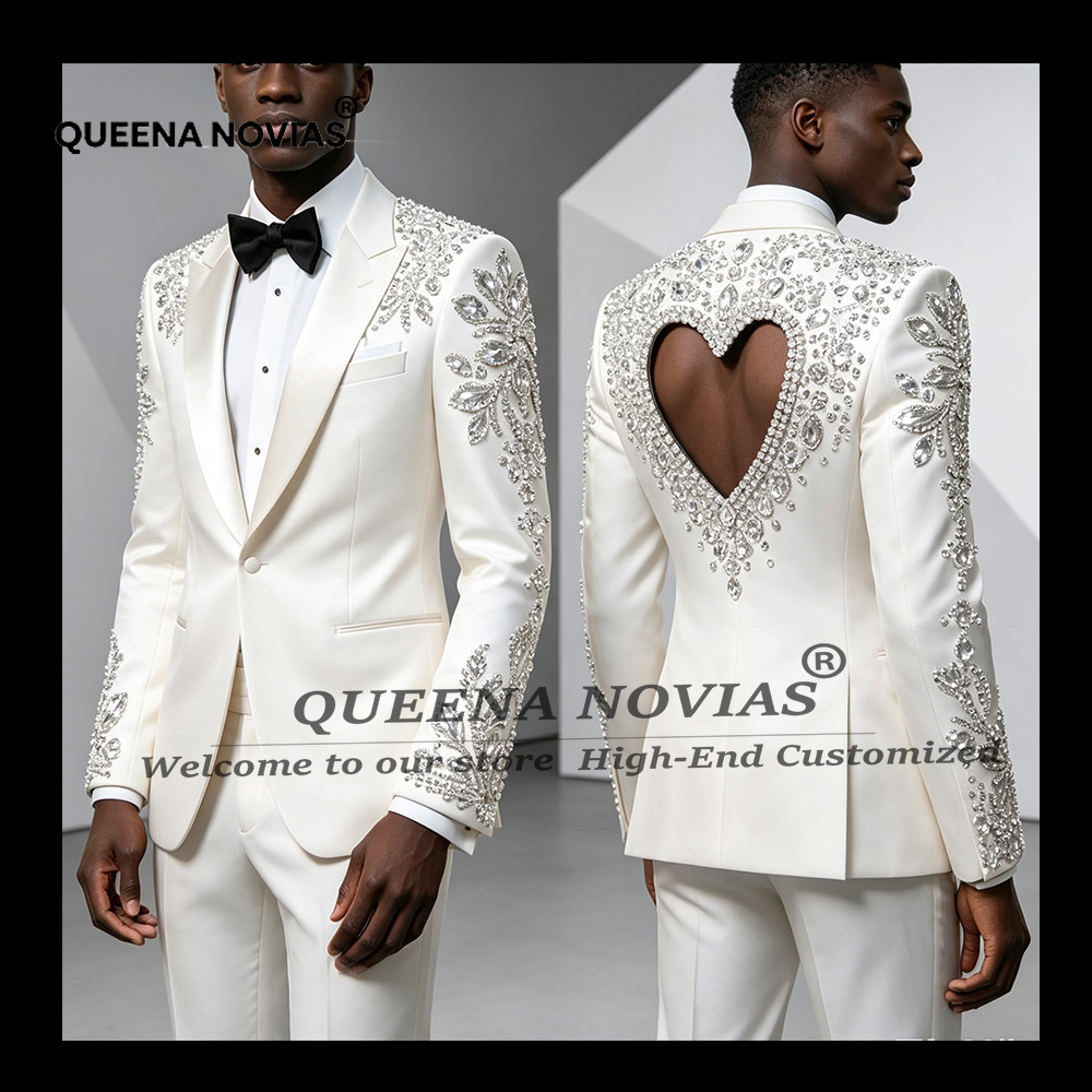 Men Formal Wear Without Suit - 高級ビジネススーツ メンズフォーマルウェア ジュエリーストーン付き プロムブレザー カスタムカットアウトデザイン グルームウェディングタキシード