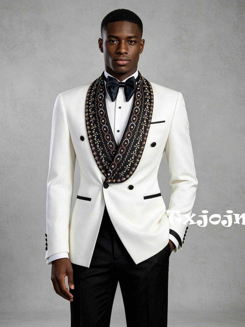 Formal Wear For Men In Wedding - ダブルブレストメンズゴールデンビーズスーツセット 2ピース フォーマル 宴会用 新品 長袖スーツ