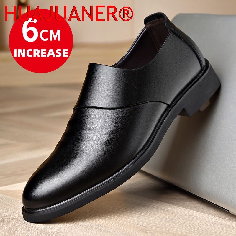Men'S Formal Attire - 新品本革メンズフラット/6CM身長アップシューズビジネスフォーマル革靴男性英国風カジュアル結婚式靴
