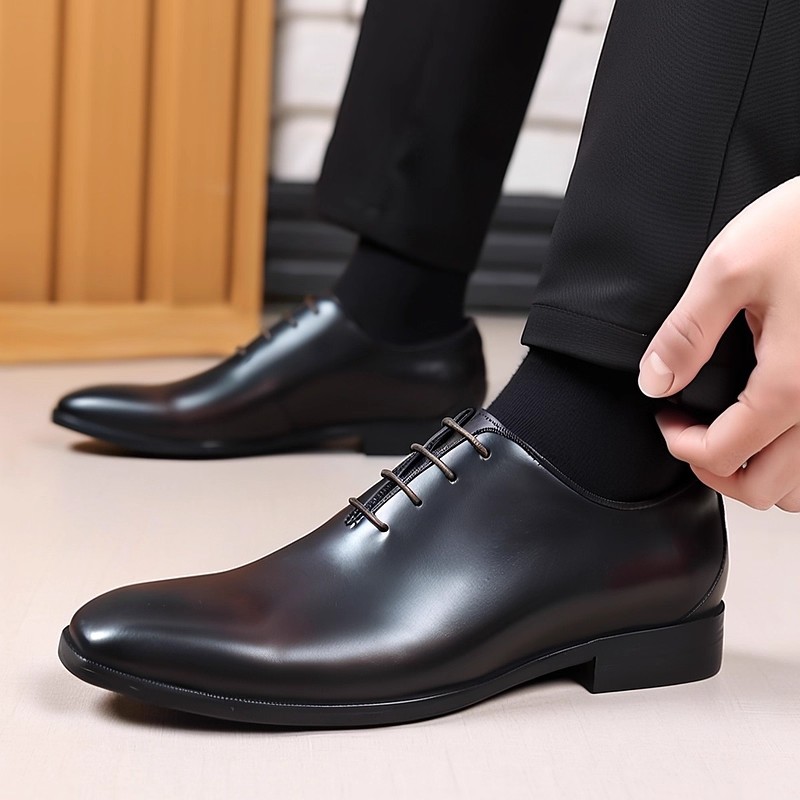 Men'S Formal Wear For Office - デザイナー本革メンズホールカットオックスフォードシューズ高級ブランドブラックブラウンドレスシューズビジネスオフィスフォーマルウェア