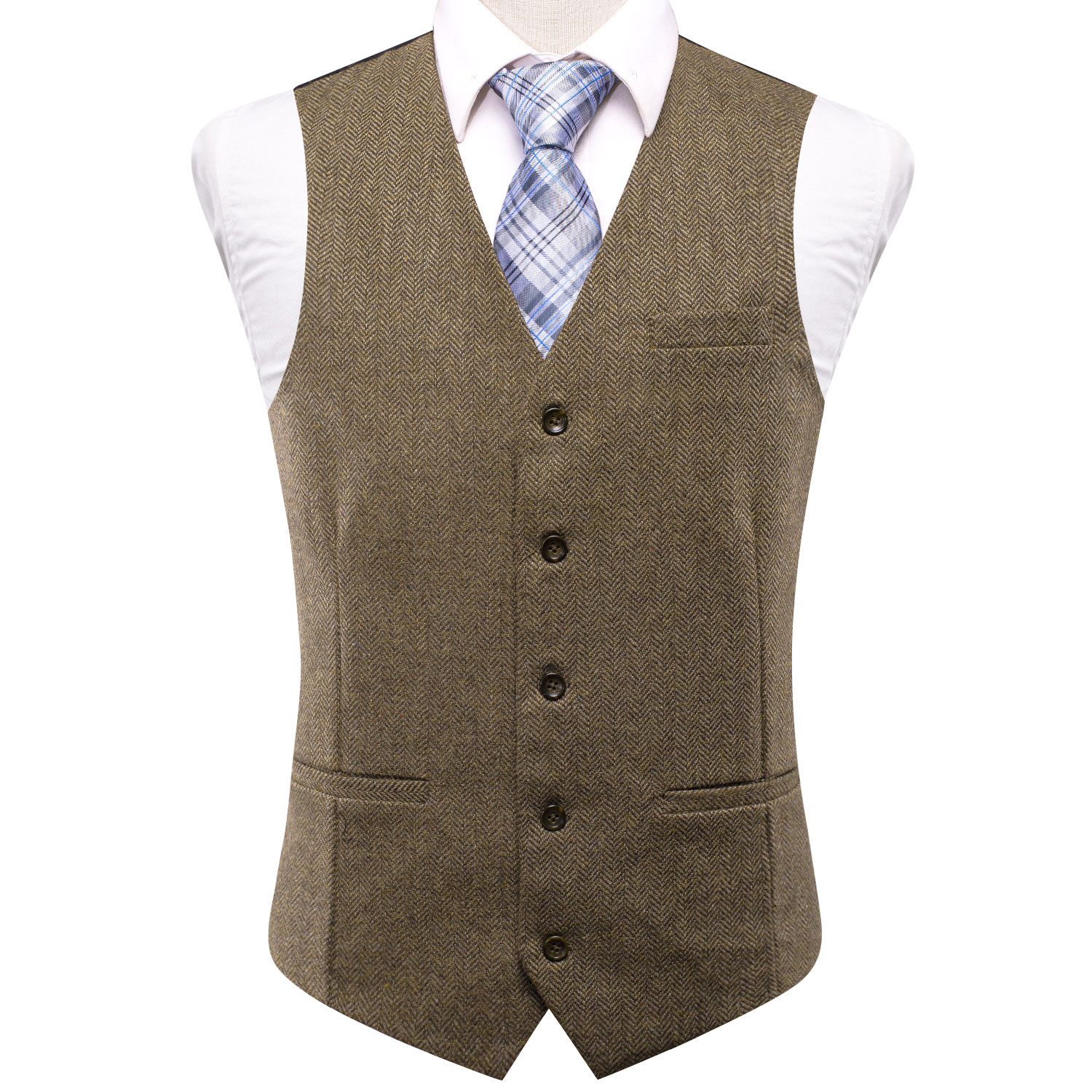 メンズイミテーションウールリネンブラウンがかったダークグリー - Men Formal Wear Green のレビューと価格