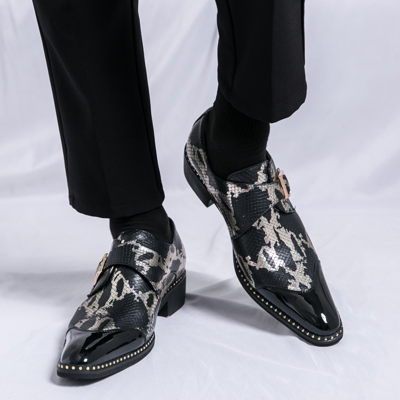 レトロクラシック Le Fu 靴男性 PU ブラックグリーン - Men Formal Wear Green のレビューと価格