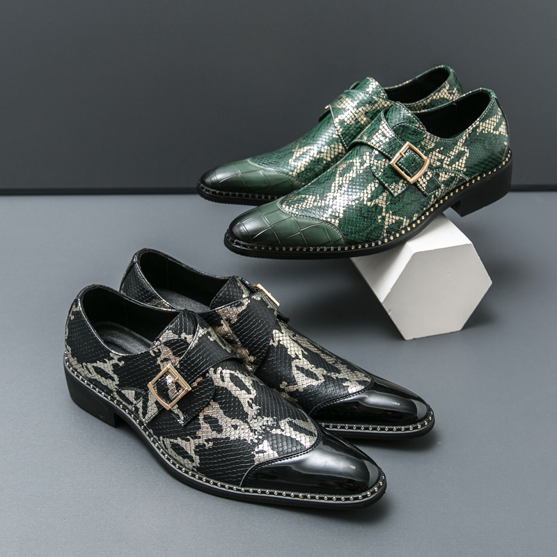 レトロクラシック Le Fu 靴男性 PU ブラックグリーン - Men Formal Wear Green のレビューと価格