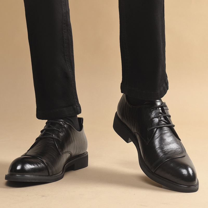メタルリベット付きレザーオックスフォードシューズ、レースアッ - Men'S Formal Wear For Office のレビューと価格