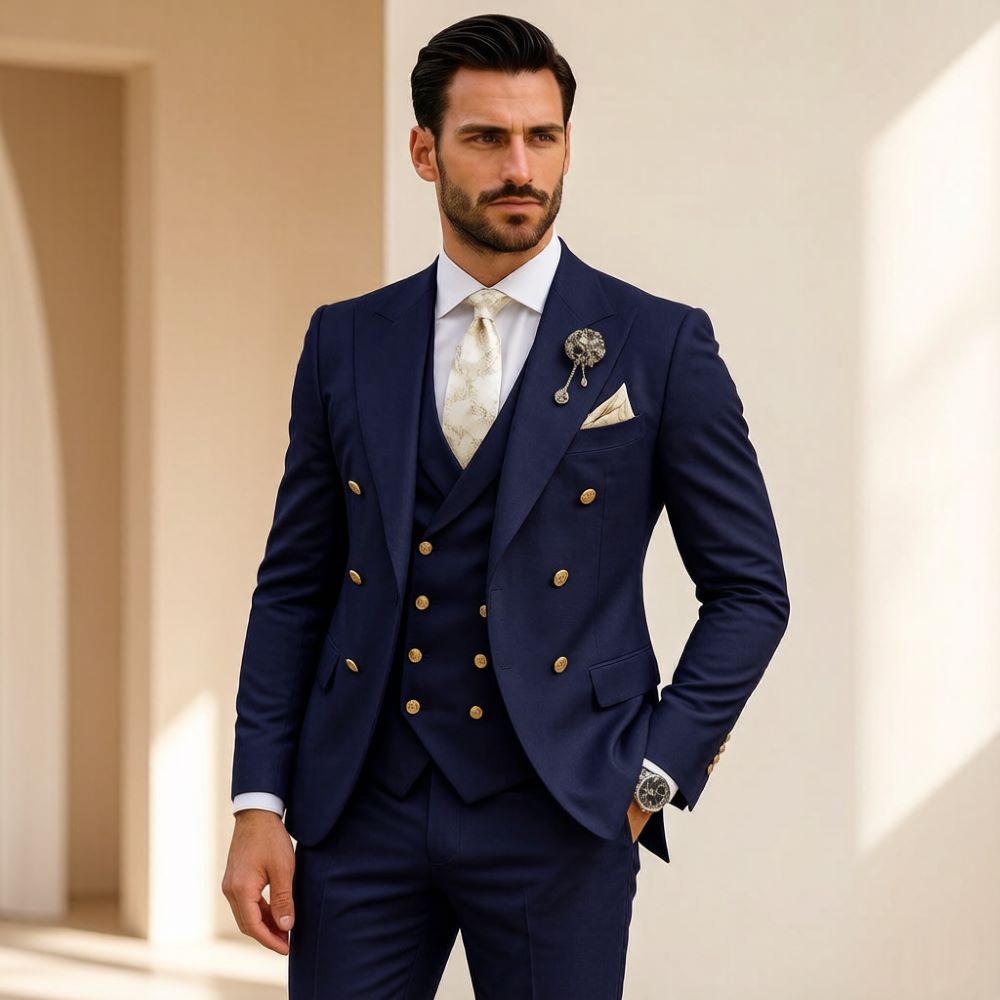 メンズアイボリーウェディングスーツスリムフィット3ピースダブ - Formal Wear For Men In Wedding のレビューと価格