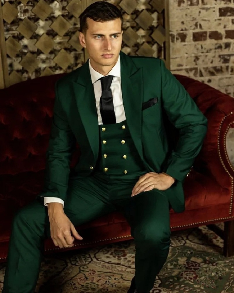 グリーンクラシックメンズスーツフォーマルウェディングパンツコ - Men Formal Wear Green のレビューと価格