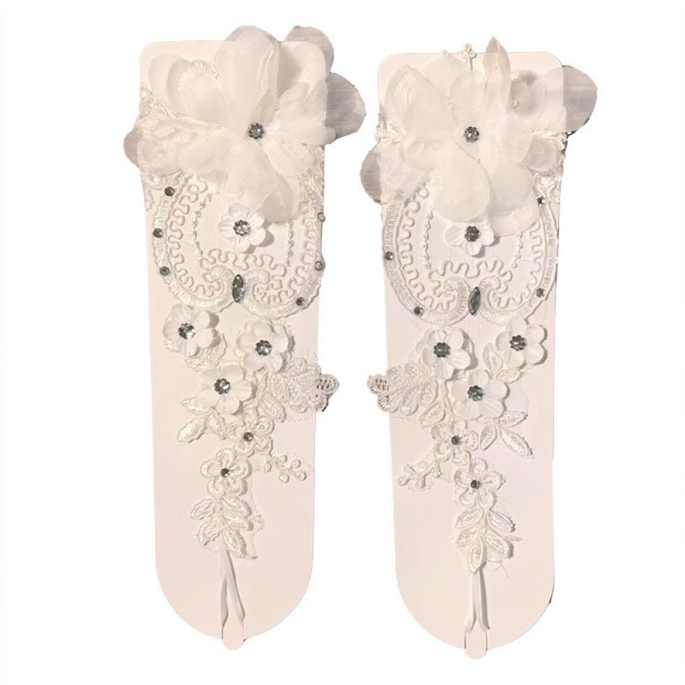 フレンチスタイルの花柄レースグローブ、指先が開いたデザイン、 - Formal Glove Leather のレビューと価格
