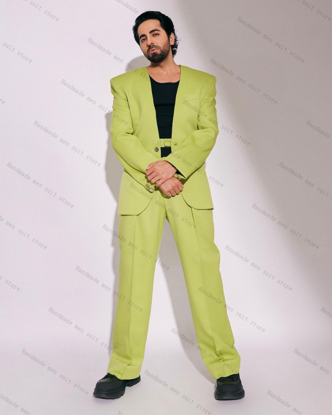 ファッショングリーンメンズスーツセット 2 ピースブレザー  - Men Formal Wear Green のレビューと価格