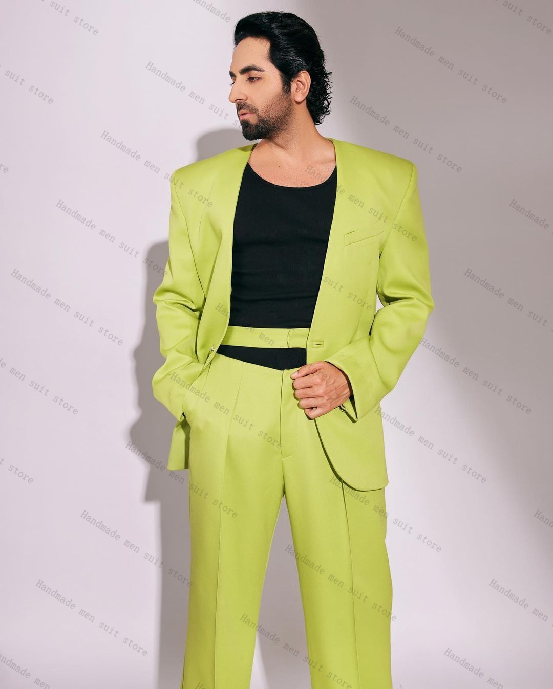 ファッショングリーンメンズスーツセット 2 ピースブレザー  - Men Formal Wear Green のレビューと価格