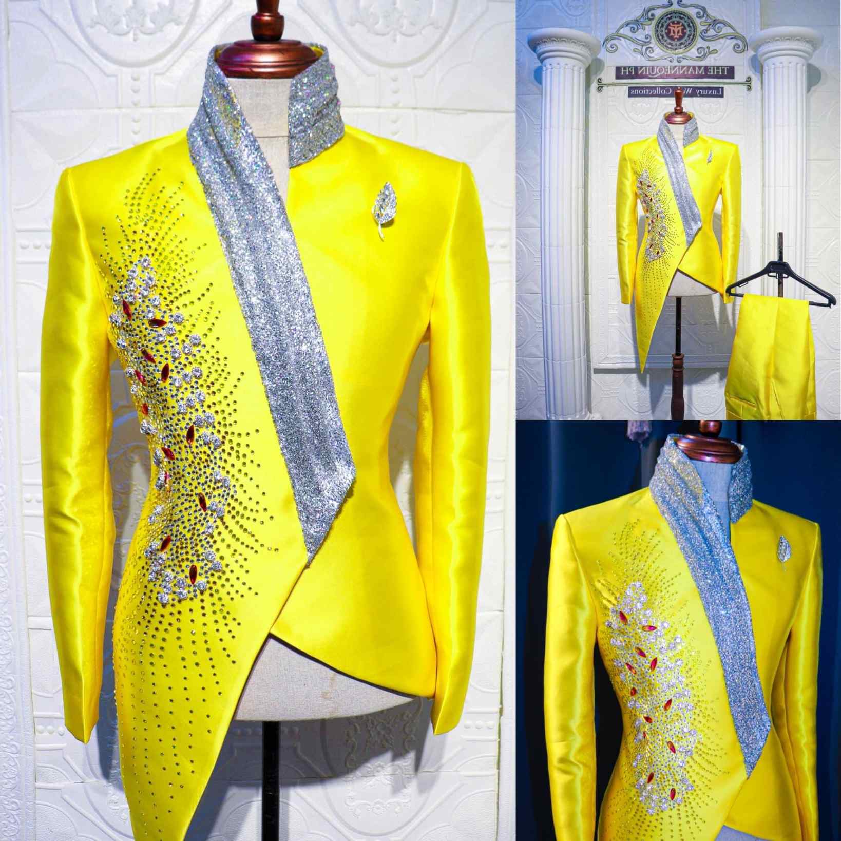 ファッション黄色の結婚式のタキシードユニークな 2 点セット - Formal Wear For Men Yellow のレビューと価格