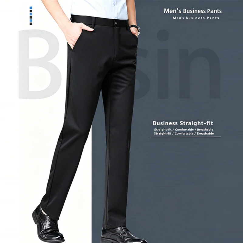 メンズオフィスフォーマルストレートフィットビジネスパンツ、柔 - Men'S Formal Attire のレビューと価格