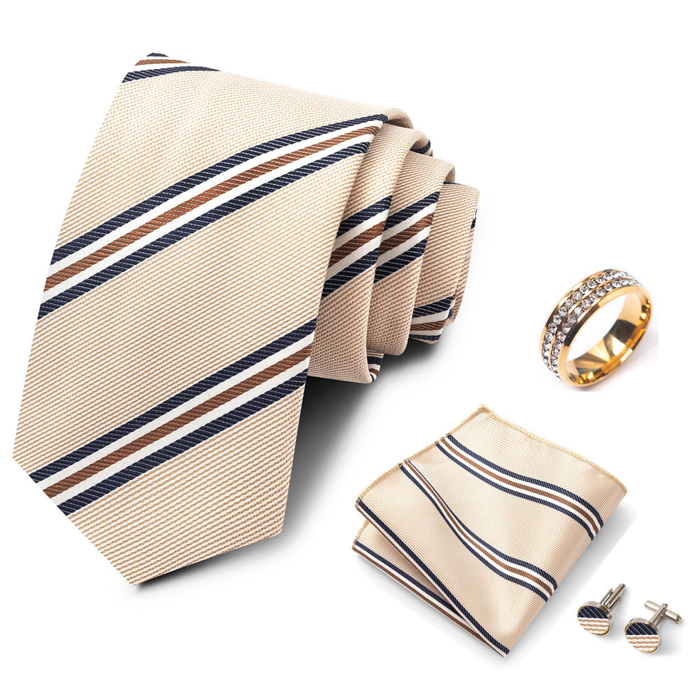 ストライプ柄のメンズネクタイセット。普段使いにも最適で、フォ - Formal Wear For Men In Wedding のレビューと価格