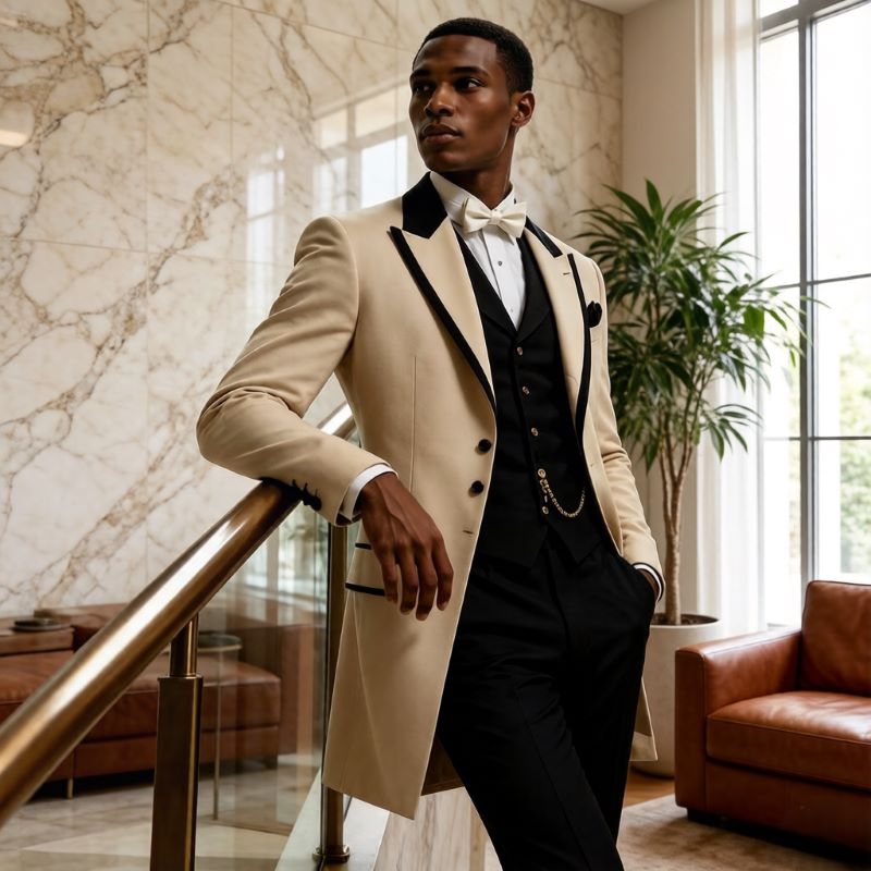 メンズウェディングスーツ3点セット スリムフィット ロング丈 - Formal Wear For Men In Wedding のレビューと価格