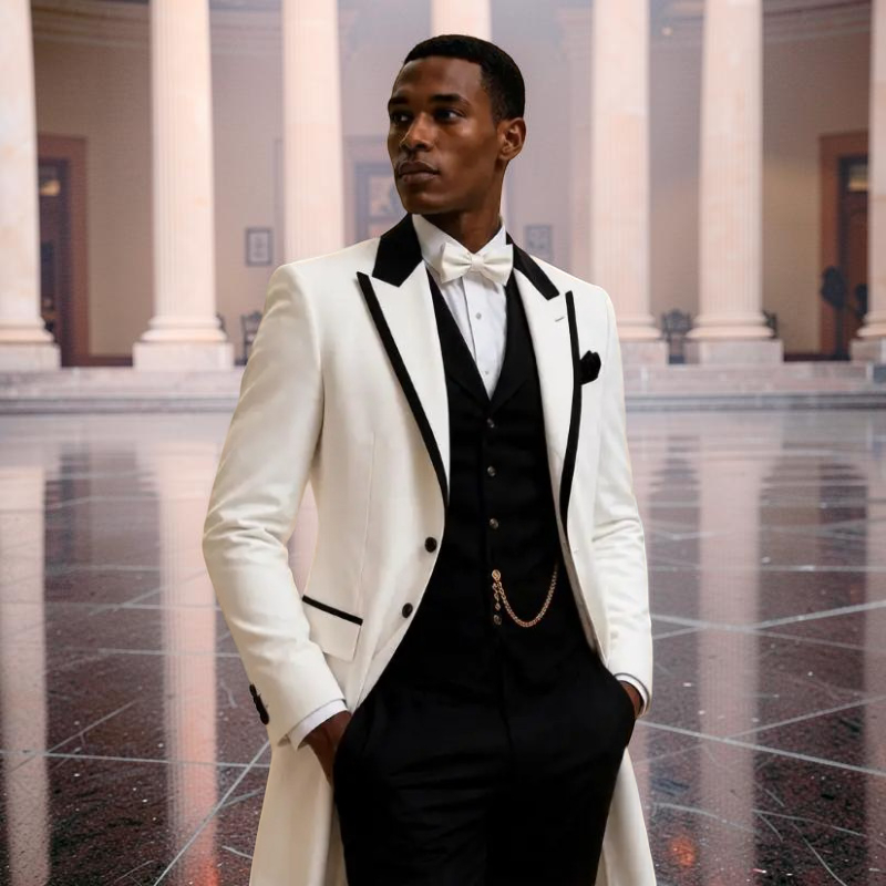 メンズウェディングスーツ3点セット スリムフィット ロング丈 - Formal Wear For Men In Wedding のレビューと価格