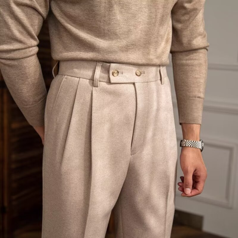 クラシックなイタリアのナポリスタイルメンズスーツパンツ、ハイ - Men'S Formal Attire のレビューと価格
