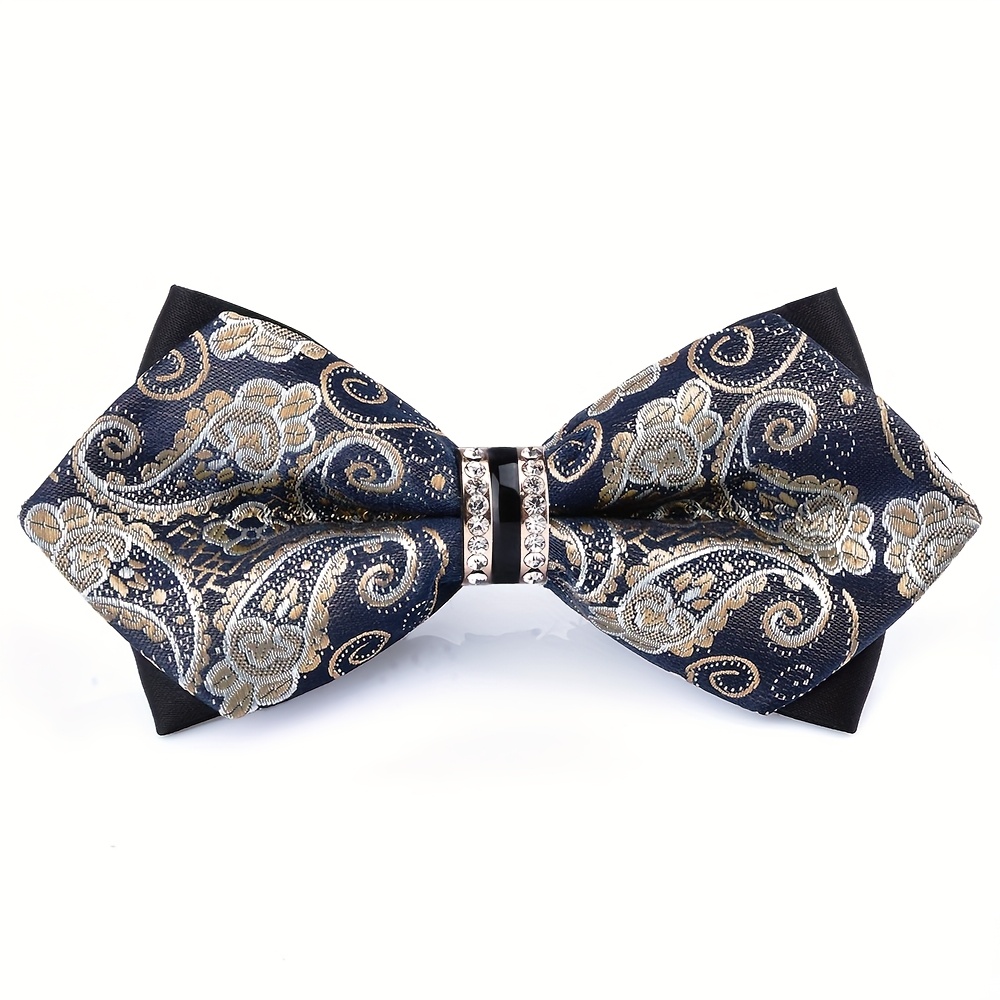メンズジャカードサテン蝶ネクタイ、ラインストーン装飾付き、ノ - Formal Wear For Men Yellow のレビューと価格