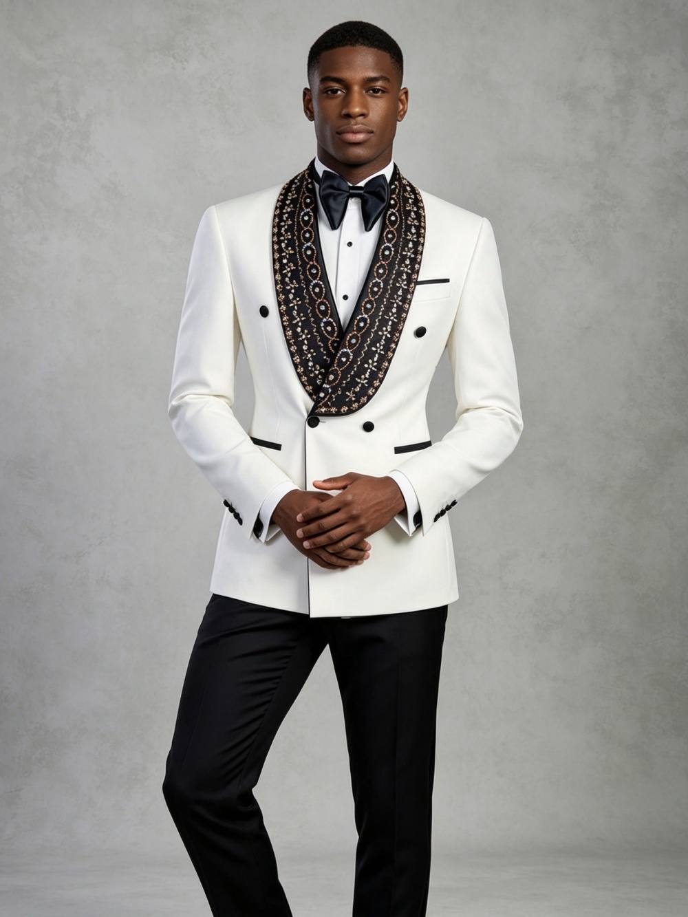 ダブルブレストメンズゴールデンビーズスーツセット 2ピース  - Formal Wear For Men In Wedding のレビューと価格