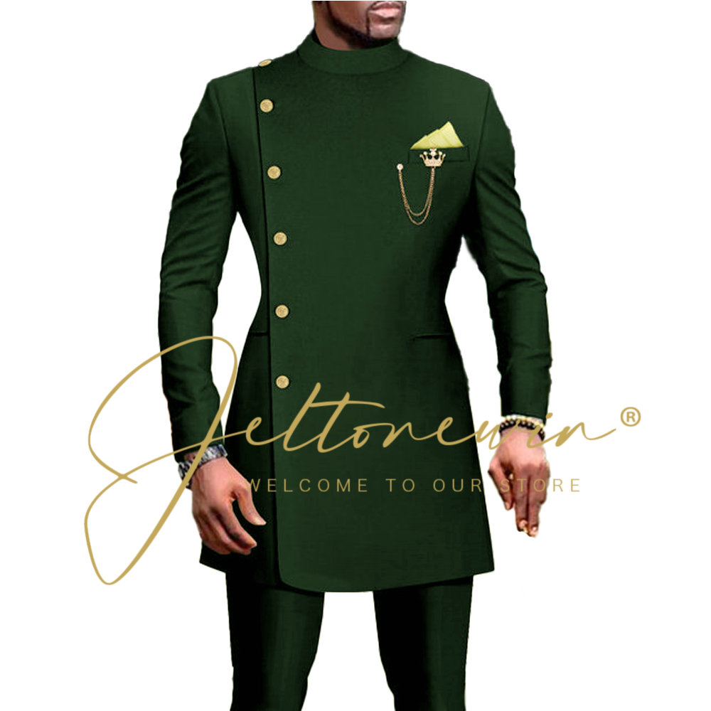 男性のためのダークグリーンのスーツ,ダブルブレストのウェディ - Men Formal Wear Green のレビューと価格
