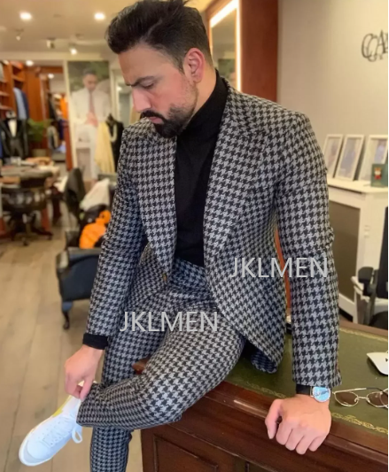 千鳥格子のメンズスーツ,ヴィンテージの結婚式の服,ストライプ - Formal Wear For Men In Wedding のレビューと価格
