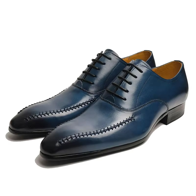 高級メンズ本革ドレスシューズ、ポインテッドトゥ、手縫い、ファ - Men'S Formal Wear For Office のレビューと価格