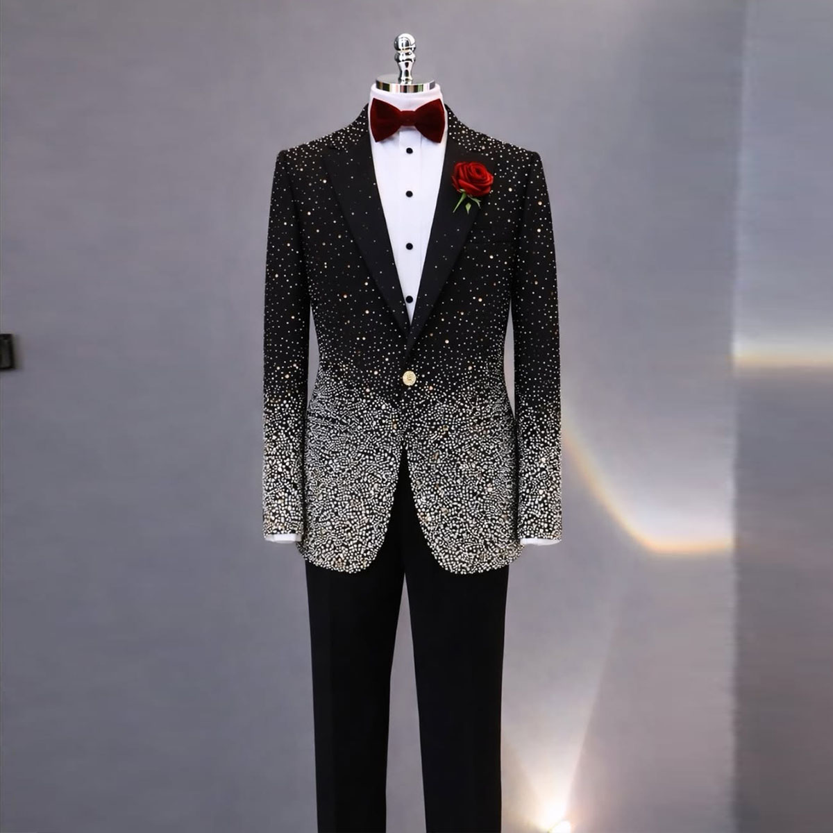 ハンサムなラインストーンダイヤモンドメンズスーツ2ピースセッ - Men'S Formal Attire のレビューと価格