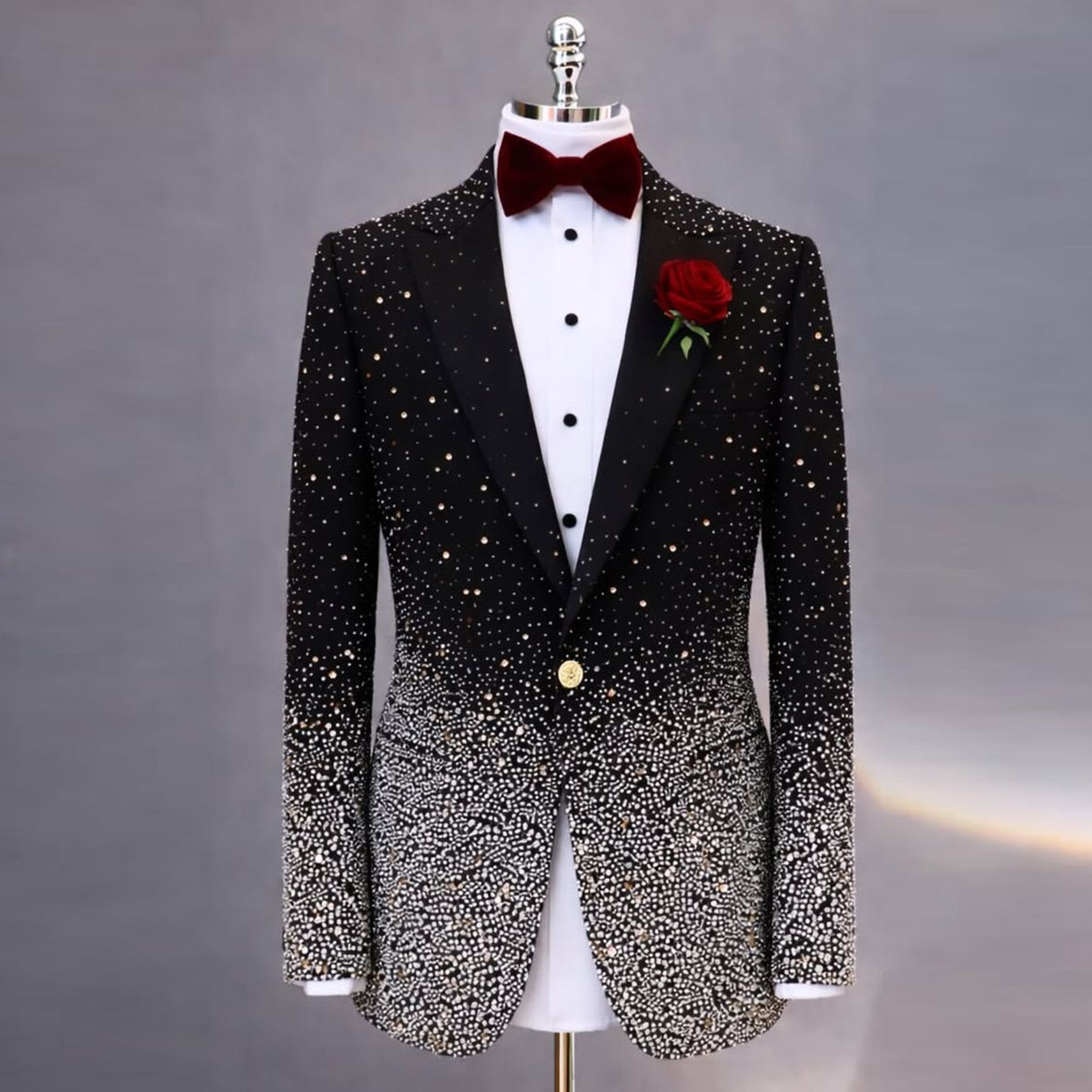 ハンサムなラインストーンダイヤモンドメンズスーツ2ピースセッ - Men'S Formal Attire のレビューと価格