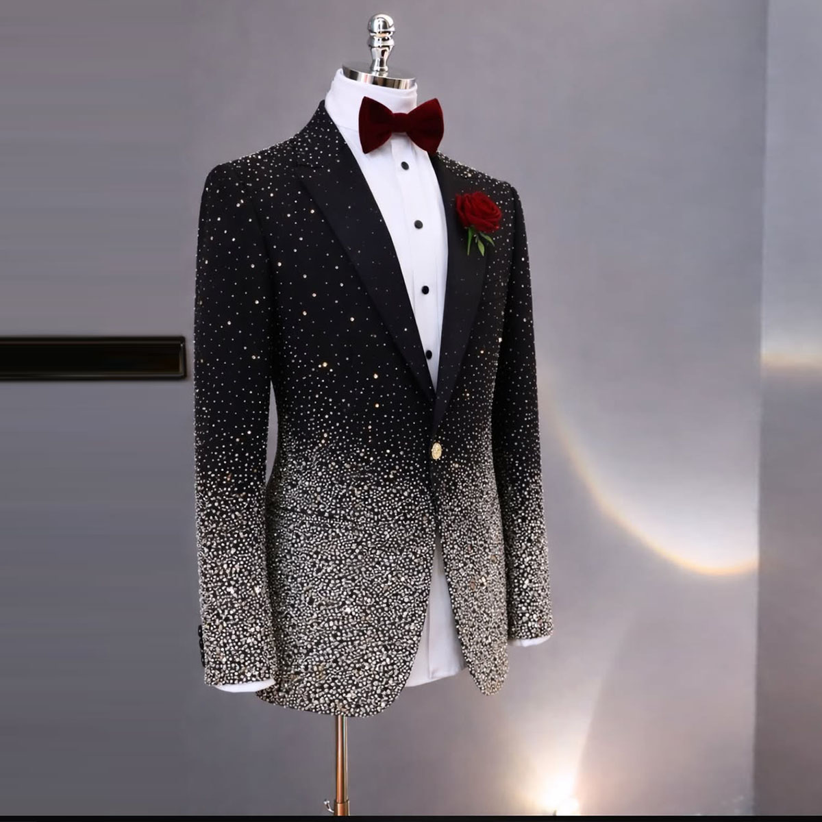 ハンサムなラインストーンダイヤモンドメンズスーツ2ピースセッ - Men'S Formal Attire のレビューと価格