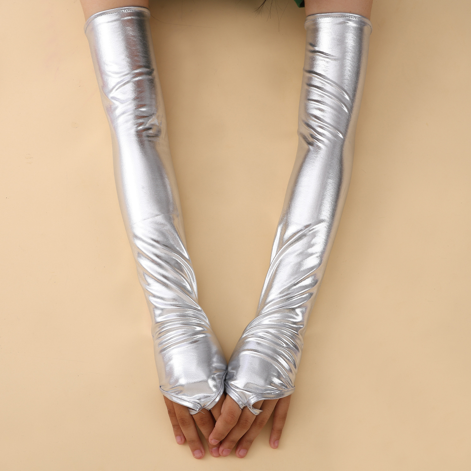グローブ、特許レザー、指なし、長さ48cm、女性用、セクシー - Formal Glove Leather のレビューと価格