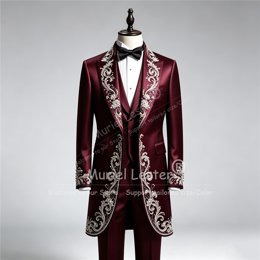 ラグジュアリーメンズウェディングタキシードスーツ、ロング丈、 - Formal Wear For Men In Wedding のレビューと価格