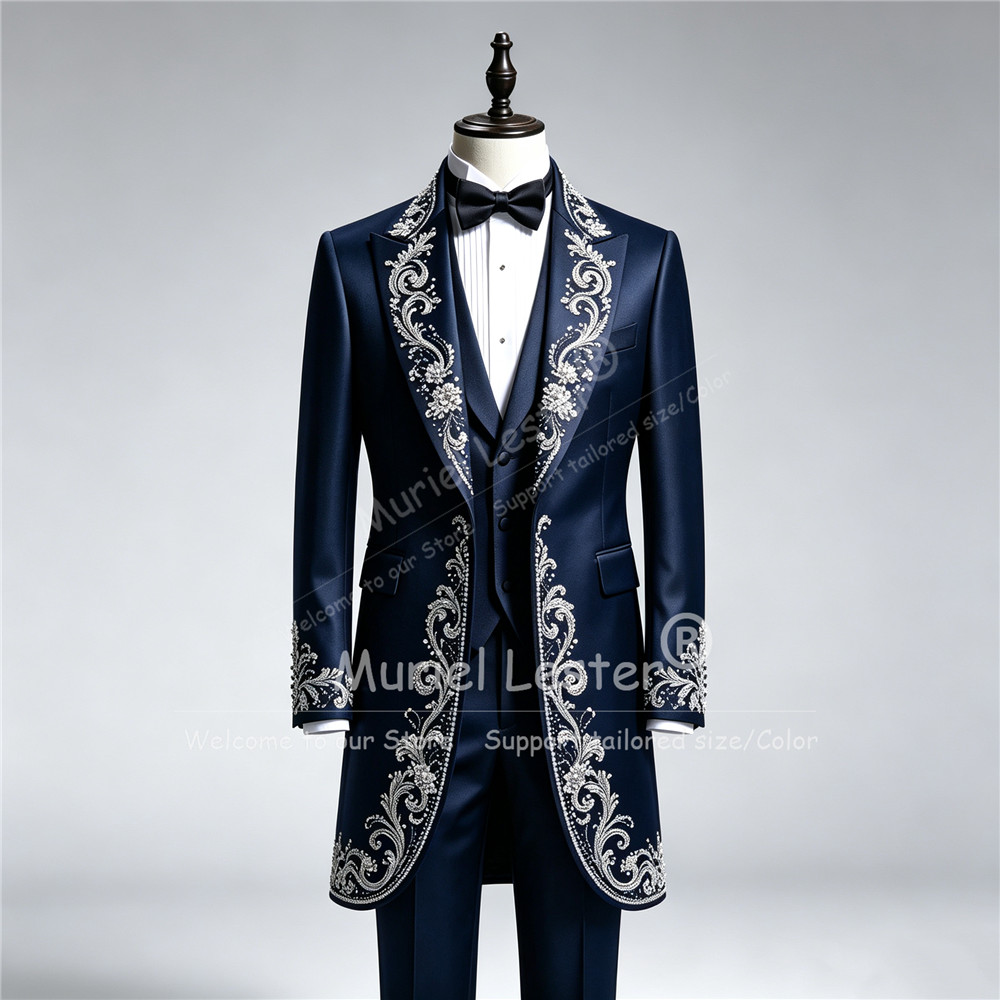ラグジュアリーメンズウェディングタキシードスーツ、ロング丈、 - Formal Wear For Men In Wedding のレビューと価格