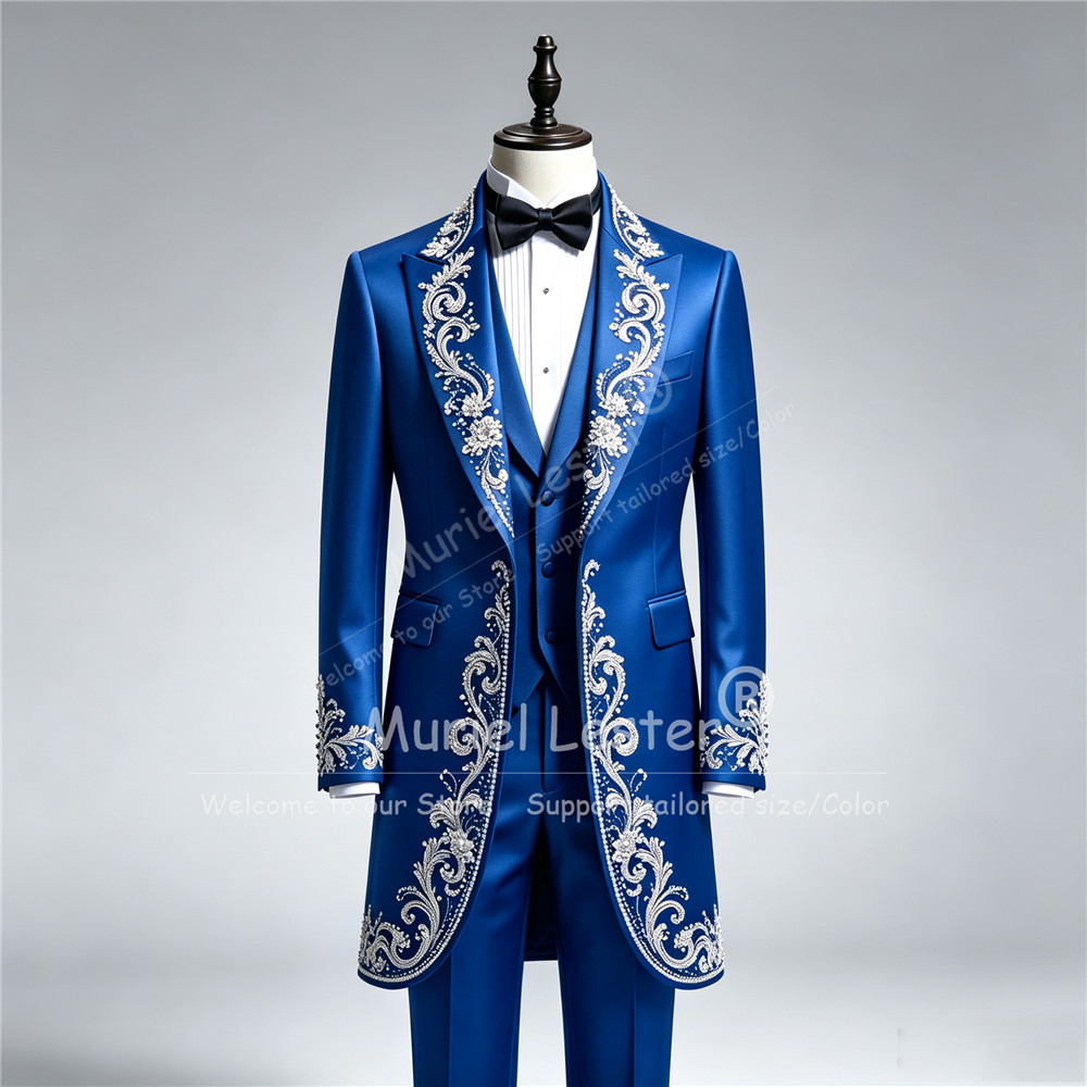 ラグジュアリーメンズウェディングタキシードスーツ、ロング丈、 - Formal Wear For Men In Wedding のレビューと価格